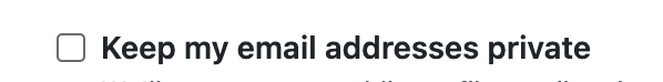 GitHub Email Settings: Not Private