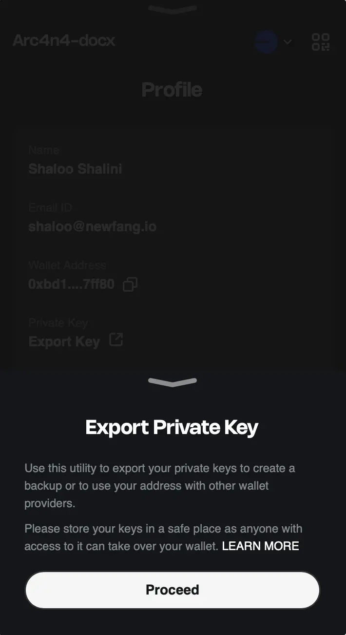 Confirm Key Export